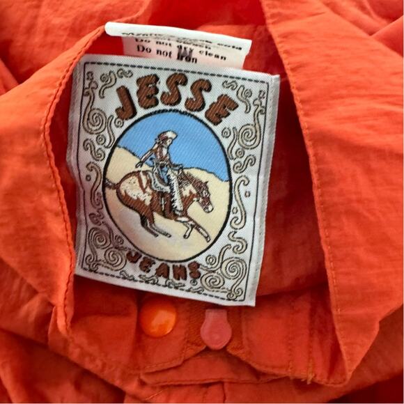 Jesse Jeans Jacket Medium Nylon Orange Red - Picture 4 of 6